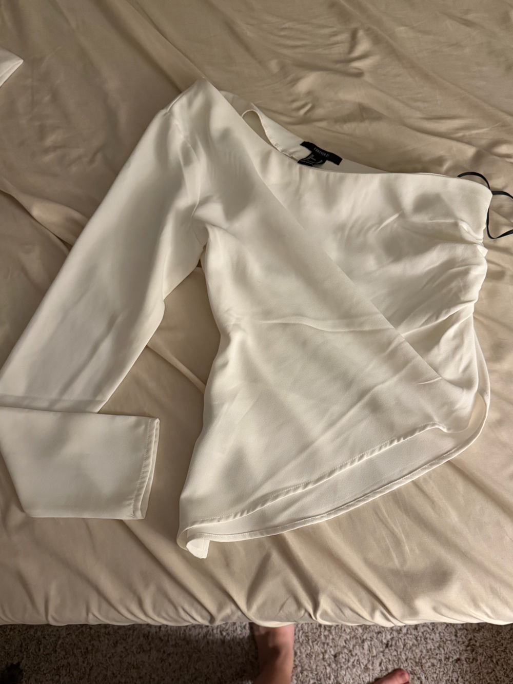 Forever 21 Women's White Asymmetric Wrap Blouse
